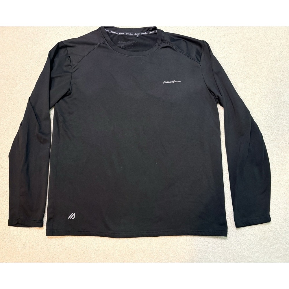 Eddie Bauer Shirt Mens M Free Dry Motion Fleece Lined Long Sleeve Black Warm